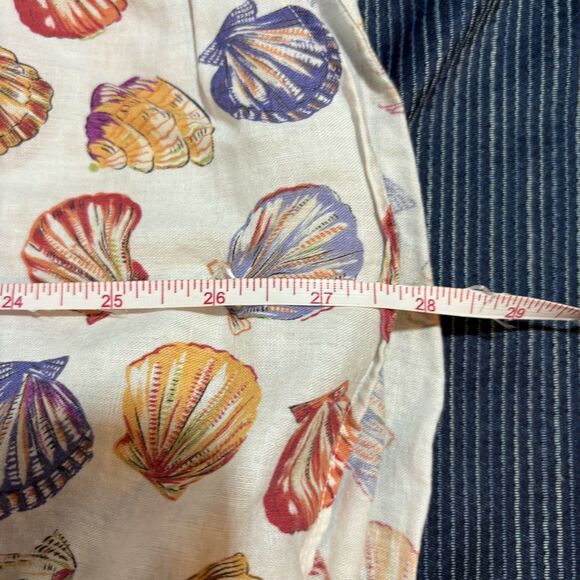 Henry Grethel Shirt M Linen Blend Seashell Print Coastal Resortcore Beach Vibe - Picture 6 of 7